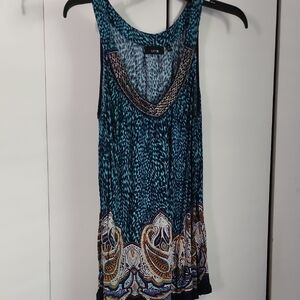 Astr Blue Embellished Sleeveless Tank Top